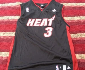 Adidas Dwyane Wade Miami Heat Jersey Boys Large Black Red NBA Basketball Youth - Picture 1 of 5