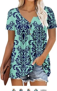 Women Casual Loose fit V Neck Blouse Button Down (Med). SHIPS FREE FROM USA - Picture 1 of 5