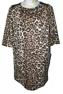 Jaclyn Smith Animal Print 3/4 Sleeve Midi Shift Dress Brown Women's XXL NWT - Picture 1 of 9