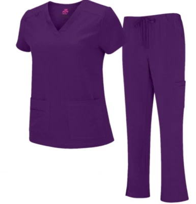 Medical Nursing Natural Uniforms Women's Cool Stretch V-Neck Top and Cargo Pant  - Image 1 of 4