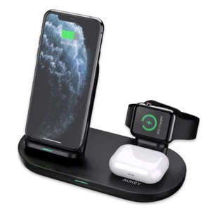 Aukey 3 in 1 kabellose Ladestation Dockingstation für Iphone Apple Watch Airpods - Bild 1 von 6