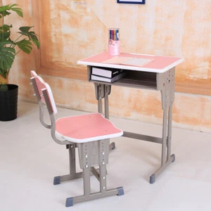 Kids Desk and Chair Set for Ages 3-18,Children's Height Adjustable,Wooden Pink - Picture 1 of 8
