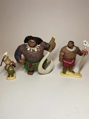 Disney Moana Maui Figure Plastic 4” W/ Hook 3 Figures Total - Image 1 of 4
