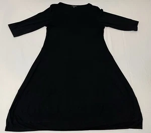 Eileen Fisher Dress Women's Large Black Midi Long Sleeve Minimalist Old Money - Picture 1 of 6
