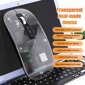 1 Pcs Transparent Wireless Mouse Bluetooth-compatible Rechargeable Mouse - Afbeelding 1 van 9