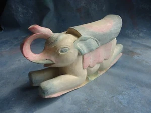 Hand Carved wood  Elephant Statue Good Luck Home Decor - Picture 1 of 9