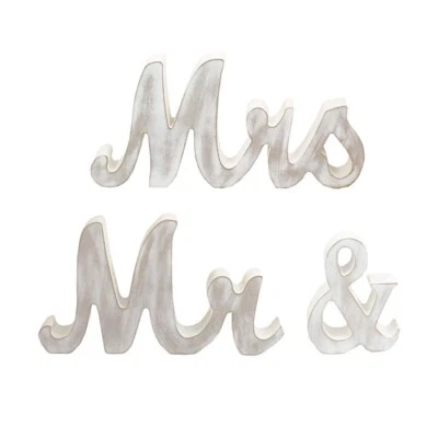 Glittered Wooden Mr & Mrs Freestanding Wedding Table Display Signs Party Events - Image 1 of 2