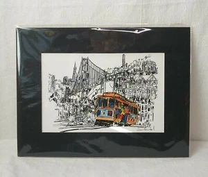 San Francisco 9x12 Matted Print Trolley Street Car Jerry Schendel Signed - Picture 1 of 15