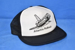 DE COLECCIÓN AÑOS 80 TRANSBORDADOR ESPACIAL ATLANTIS LANZAMIENTO BLANCO SOMBRERO AZUL GORRA SNAPBACK - Imagen 1 de 3