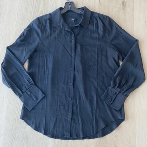 Blusa J.Crew negra de seda con botones talla 10 - Imagen 1 de 6