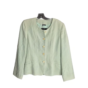 Vintage Les Copains Gr. 42 Italy Wolle meerschaum grün Blazer Jacke geschnitzte Knöpfe - Bild 1 von 15