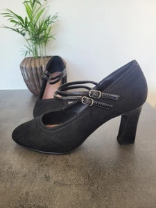 Next Forever Comfort Extra Wide Fit Black Suede Mary Jane Shoes - size 5 - Picture 1 of 6