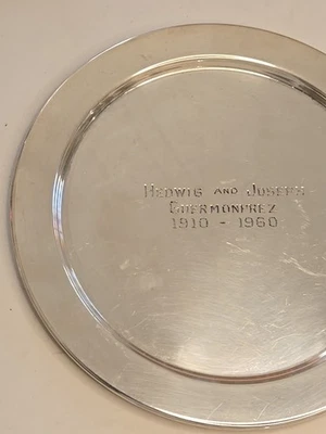Placa grabada vintage Boardman de plata esterlina .925 7" 5,7 oz Hedwig & Joseph Foto 1 de 4
