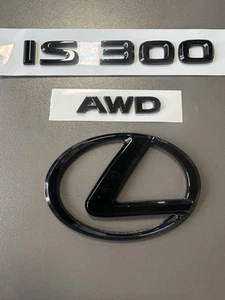Gloss Pearl Black Emblem Logo Badge Fits 2016-19 Lexus IS300 AWD 2017 2018 2019 - Picture 1 of 15