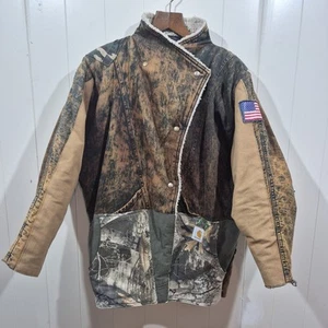 Carhartt Reworked Sherpa Linned Realtree Jacket Camo Pockets Rare Style See Pics - Imagen 1 de 22