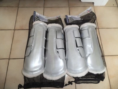 Gamaschen silber Warmblut Lack/Fell (4Stück) - Bild 1 von 4