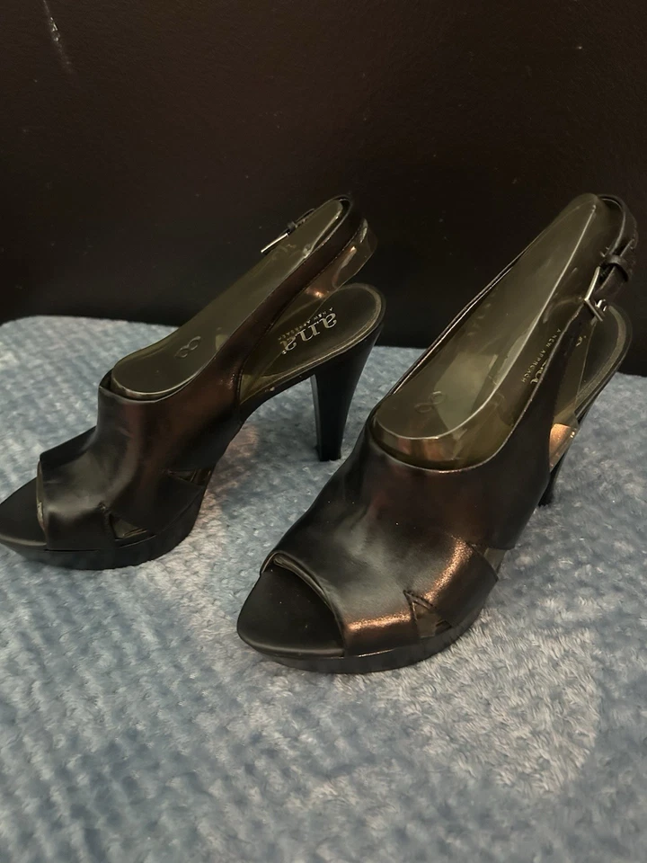 Zapatos de tacón alto Ana para mujer talla 8 todo negro charol Foto 1 de 4