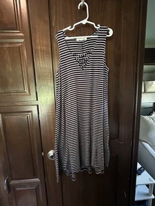 Living Doll Girls Small Black & White Striped Sleeveless Pullover Dress - Picture 1 of 6