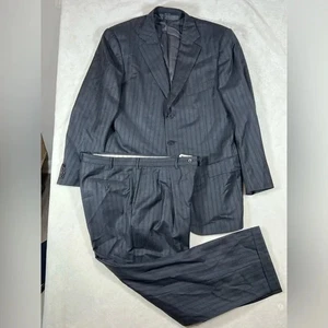 Ermenegildo Zegna Traveller 44R Heavy Wool Charcoal Pinstripe Suit - Picture 1 of 11