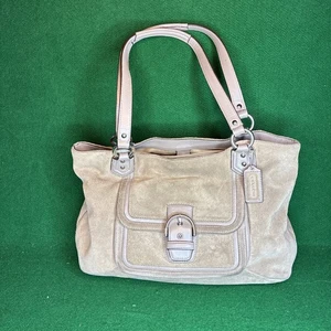 Bolso de Transporte Coach F24688 Campbell Belle Cuero Gamuza Pedernal Excelente Limpio - Imagen 1 de 13