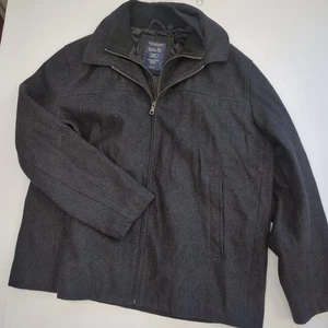 Roundtree & Yorke Jacket Mens 2XL Tall Charcoal Wool Zip Front Quilted Lined - Picture 1 of 8