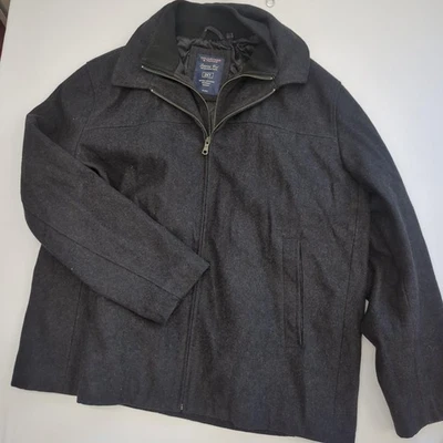 Roundtree & Yorke Jacket Mens 2XL Tall Charcoal Wool Zip Front Quilted Lined - Image 1 of 4