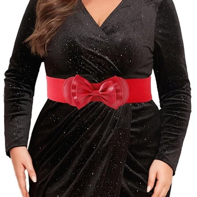 Cinturón elástico ancho cinturones elásticos cinturón de cintura con moño talla grande para mujer Dr... Foto 1 de 4