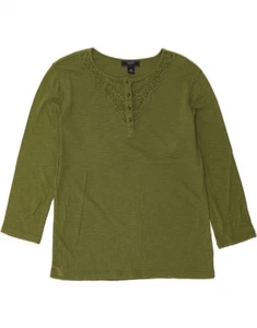 CHAPS Womens Top 3/4 Sleeve UK 16 Large Green Floral Cotton BG18 - Picture 1 of 3