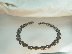 Bonito collar grande Art Deco Markasit plata 925 finamente decorado floral - Imagen 1 de 12