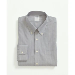 Brooks Brothers Mens Stretch Supima Cotton Non-Iron Navy Stripe Oxford Shirt - Picture 1 of 4