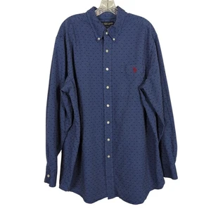 U.S. Polo Assn. Men’s XLT Blue Texture Dot Button Down Shirt Long Sleeve Cotton - Picture 1 of 17