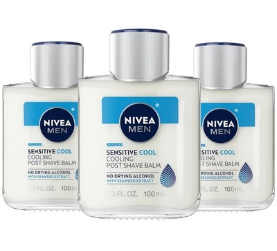 3 PACK Nivea Men Sensitive Cool Cooling Post Shave Balm Soothes Skin 3.3oz Ea. - Image 1 of 4