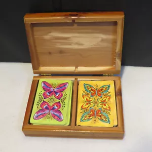 Vintage Ft. Lauderdale Beach, Florida Zedernholz Spielkartenbox Asse, mit Karten! - Bild 1 von 8