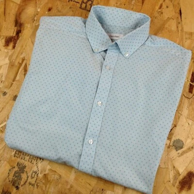 CALVIN KLEIN Full Button Slim Fit Button-Collar Blue Dress Shirt Men's Size M - Image 1 of 4