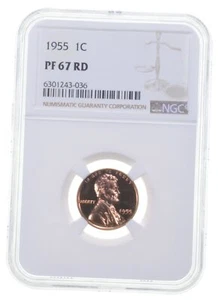 PF67 RD 1955 Lincoln Wheat Cent NGC PR Proof - Picture 1 of 5
