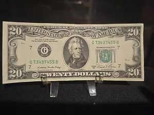 1981 A, $20 Dollar Retired SMALL FACE # 73437455 B NO FOLDS Miscut - Picture 1 of 6