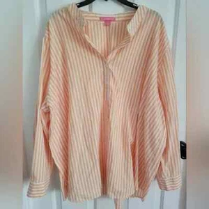 Haut manches longues côtier boutonné 3/4 rayure blanche orange femme Within taille 2X - Photo 1/8