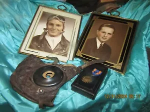 ORIGINAL WWII CASED AIR MEDAL USAAF & FIGHTER PILOT HELMET &FRAMED PHOTO IN GEAR - Picture 1 of 15