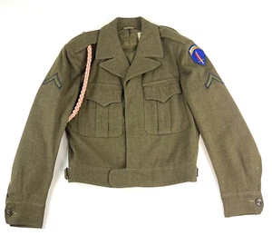 VTG 40s US Army Military Field OD Ike Wool Jacket 34S Green Security Sportswear - Picture 1 of 13