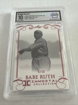 2017 Leaf Babe Ruth #41 Immortal Collection RED FOIL /20 GRADED ARENA CLUB 10 GM - Image 1 of 4