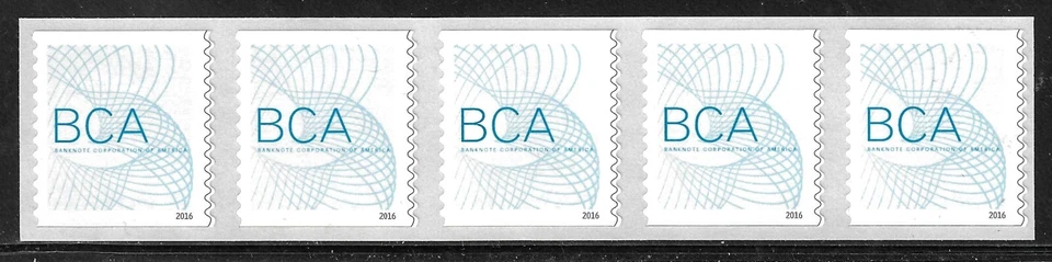 U.S. NEW BCA Self-Adhesive Coil Test Stamp, Strip of 5 MNH XF - Image 1 of 1