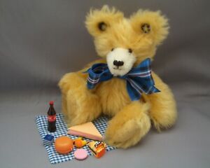 PAM'S EXCLUSIVE BEARS-Small 6 inch Tall Mohair Teddy-Angelina & Her Picnic