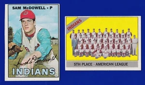 2 INDIANS LOT 1966 TOPPS #303 TEAM PHOTO 1967 TOPP #295 SAM MCDOWELL EXMToc EXoc - Picture 1 of 2