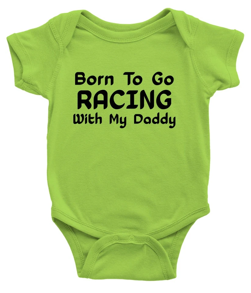 Baby Bodysuit One-Piece Car Racer Baby Clothes Born To Go Racing With My Daddy - Image 1 of 2