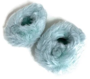 Blue Fuzzy Slippers Shoes with Pompom for 18 inch Girl Doll Clothes - Picture 1 of 3