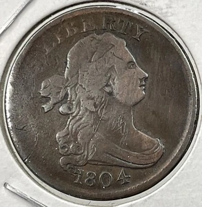 Busto drapeado 1804 medio centavo liso 4 sin tallo detalles en estado bastante bueno limpios, dañados - Imagen 1 de 2