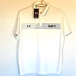 Navy Midshipmen NCAA Under Armour HeatGear Men's White XL XLarge Polo Shirt - Picture 1 of 10