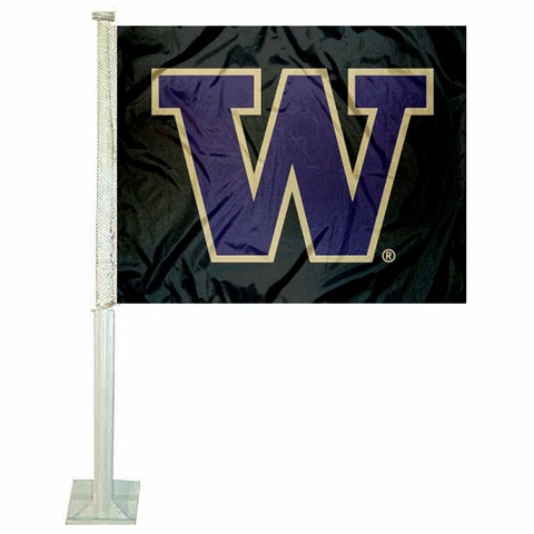 Washington Huskies Black Car Auto Window Flag Cover