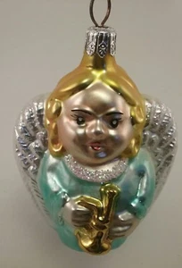CHRISTOPHER RADKO GLASS CHRISTMAS ORNAMENT "KNEELING ANGEL" WITH TRUMPET - Picture 1 of 12