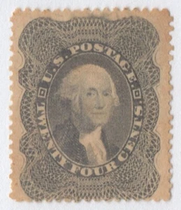 US Sc# 37 *MINT NO GUM H* { 24c WASHINGTON } "SCARCE FROM 1860 CV$ 525.00 - Picture 1 of 7